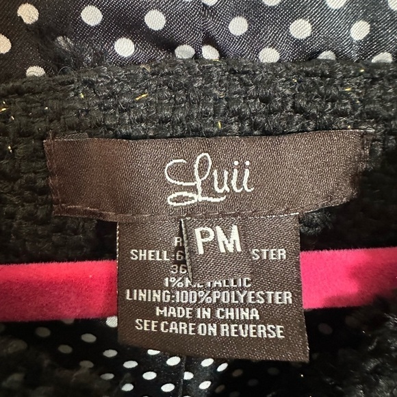 Luii blazer longline jacket size Petites Medium black gold metallic thread - Picture 5 of 5